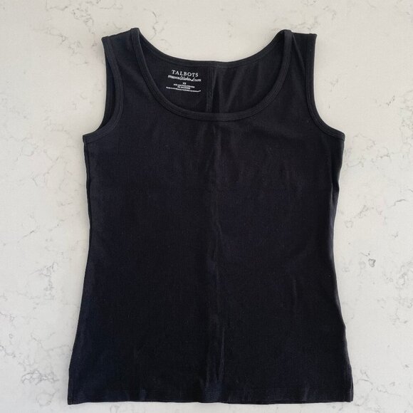 Talbots Stretch Weekend Tank Top Cotton Spandex Blend Neutral Black Sz XS - Picture 1 of 8